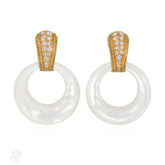 Van Cleef & Arpels interchangeable diamond and gold doorknocker hoop earrings
