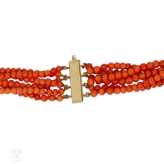 Van Cleef & Arpels Mid-Century coral and gold torsade necklace