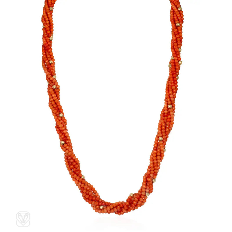 Van Cleef & Arpels Mid-Century coral and gold torsade necklace