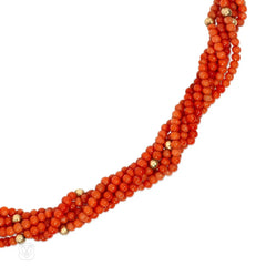 Van Cleef & Arpels Mid-Century coral and gold torsade necklace
