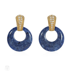 Van Cleef & Arpels multi-stone interchangeable gold and diamond earrings
