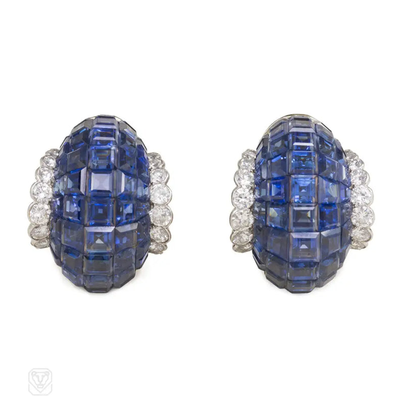 Van Cleef & Arpels Mystery - Set Sapphire And Diamond Earrings
