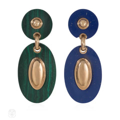 Van Cleef & Arpels, Paris malachite and lapis pendant earrings