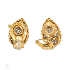 Van Cleef & Arpels tear-drop diamond and gold earrings