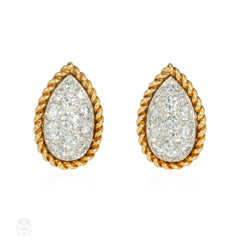 Van Cleef & Arpels tear-drop diamond and gold earrings