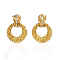 Van Cleef & Arpels textured gold door-knocker hoop earrings