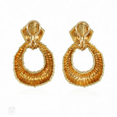 Van Cleef & Arpels textured gold doorknocker earrings