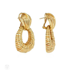 Van Cleef & Arpels textured gold doorknocker earrings