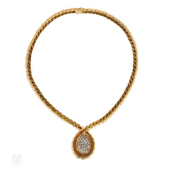 Van Cleef & Arpels twisted gold and diamond necklace
