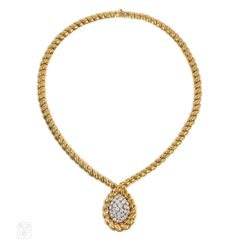 Van Cleef & Arpels Twisted Gold And Diamond Necklace