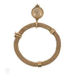 Verdura Retro woven gold bracelet with watch charm