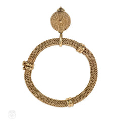 Verdura Retro woven gold bracelet with watch charm