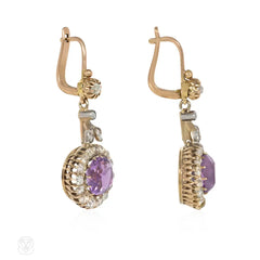 Victorian amethyst and diamond cluster earrings