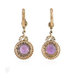 Victorian amethyst and diamond cluster earrings