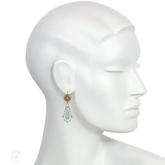 Victorian aquamarine and diamond pendant earrings