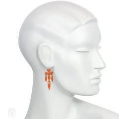 Victorian carved coral angel earrings