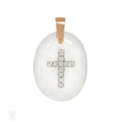 Victorian crystal and diamond cross pendant