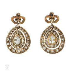 Victorian diamond pendeloque earrings with bow surmounts