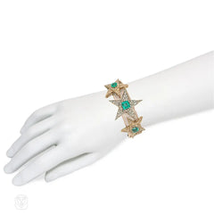 Victorian emerald, diamond, and gold star bracelet