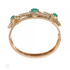 Victorian emerald, diamond, and gold star bracelet