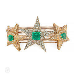 Victorian emerald, diamond, and gold star bracelet