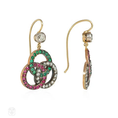 Victorian gemset trefoil earrings