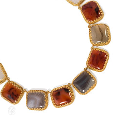 Victorian gilt and agate necklace