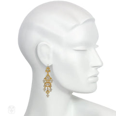 Victorian gold and diamond chandelier earrings