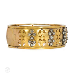 Victorian gold and diamond clover cuff bracelet