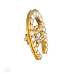 Victorian gold and diamond "Good Luck" horseshoe pin
