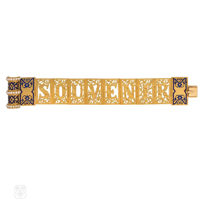 Victorian Gold And Enamel ’Souvenir’ Bracelet
