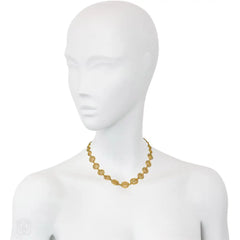 Victorian gold and pearl cannetille necklace. France