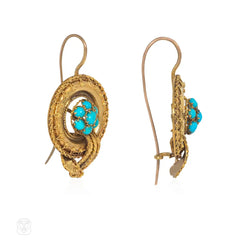 Victorian gold and turquoise bulla earrings