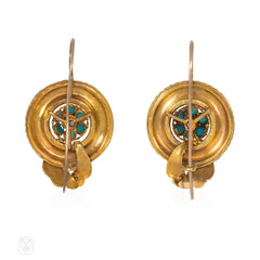 Victorian gold and turquoise bulla earrings