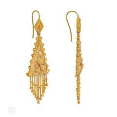 Victorian gold fringe earrings