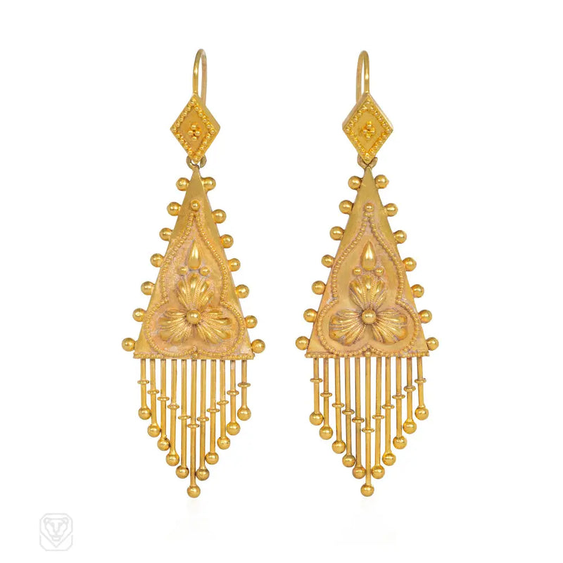 Victorian Gold Fringe Earrings