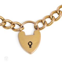 Victorian gold heart-shaped padlock bracelet