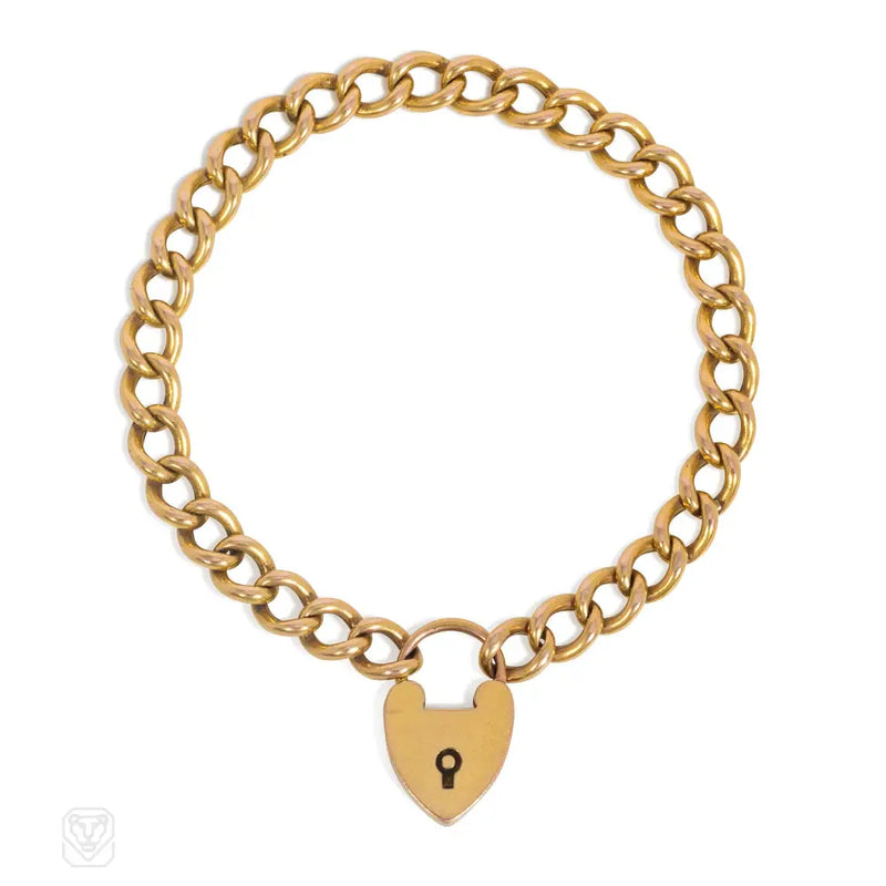Victorian Gold Heart - Shaped Padlock Bracelet