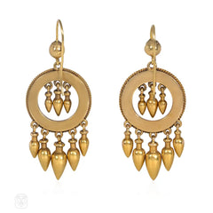 Victorian neoclassical gold drop earrings
