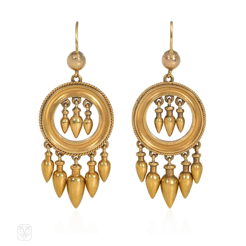 Victorian Neoclassical Gold Drop Earrings