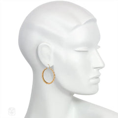 Victorian pearl and diamond hoop earrings
