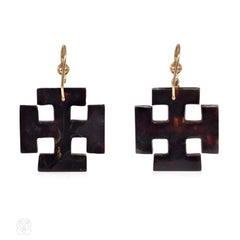 Victorian pique maltese cross earrings