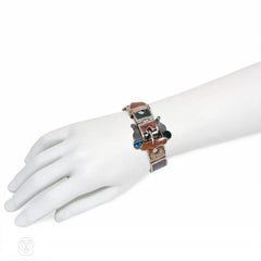 Victorian Scottish agate and silver belt buckle bracelet