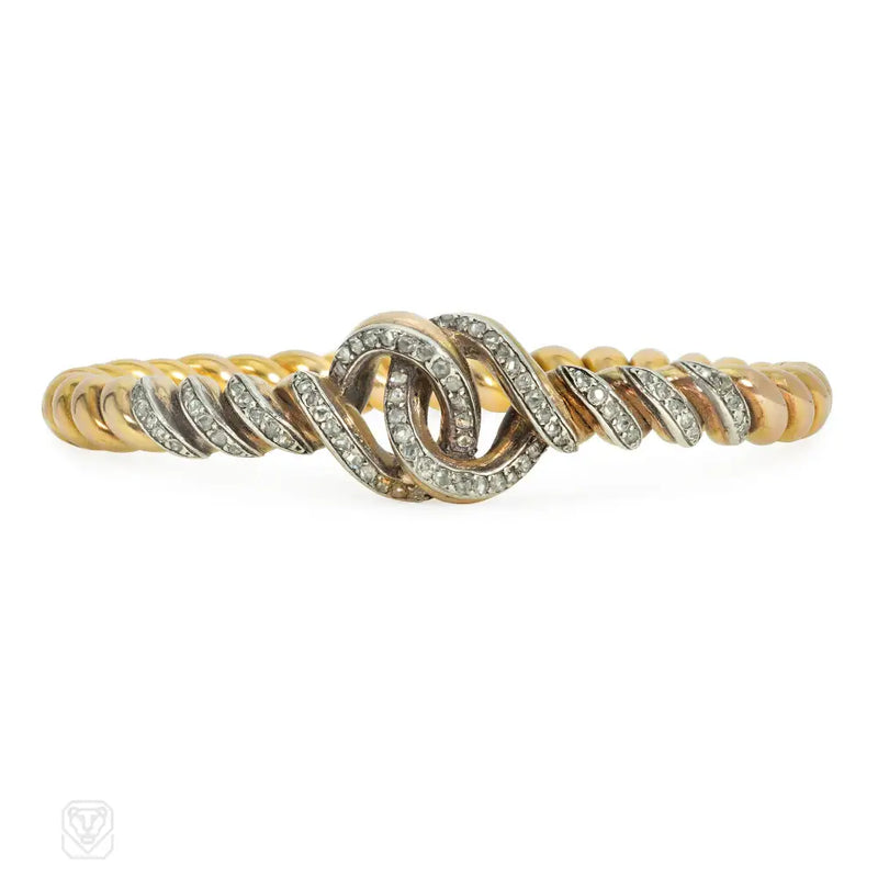 Victorian twisted gold and diamond bracelet