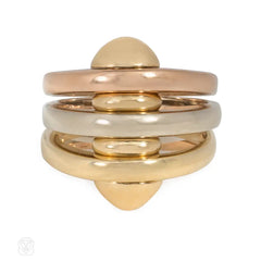 Vintage Bulgari industrial inspired three-color gold ring