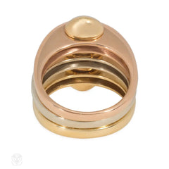 Vintage Bulgari industrial inspired three-color gold ring