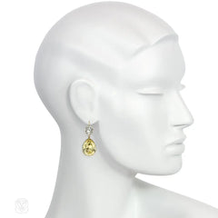 Vintage paste earrings with yellow pear-shaped drops