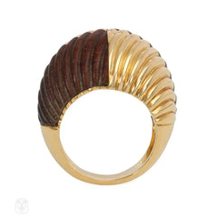 Wood and gold bombé ring, Van Cleef and Arpels