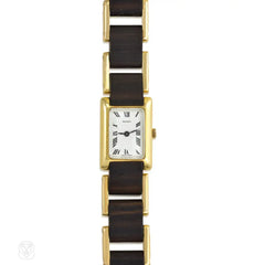 Wood and gold wristwatch, Gucci