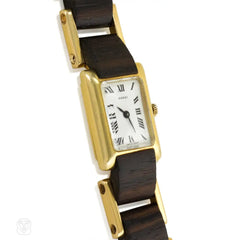 Wood and gold wristwatch, Gucci